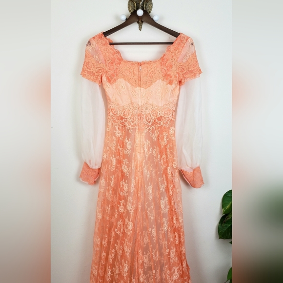 Vintage 60s Reworked Festival Renaissance Lace Maxi Wedding Dress - XXS - Picture 4 of 11